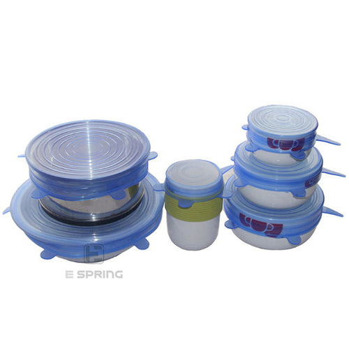 6pcs Reusable Silicone Food Cover Stretch Lids Universal Food Wrap Cover Food Keeping Silicone Caps Stretchable Lid